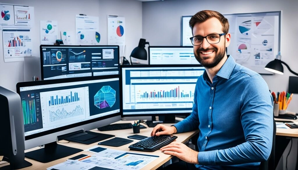 Illustration d'un infographiste au travail